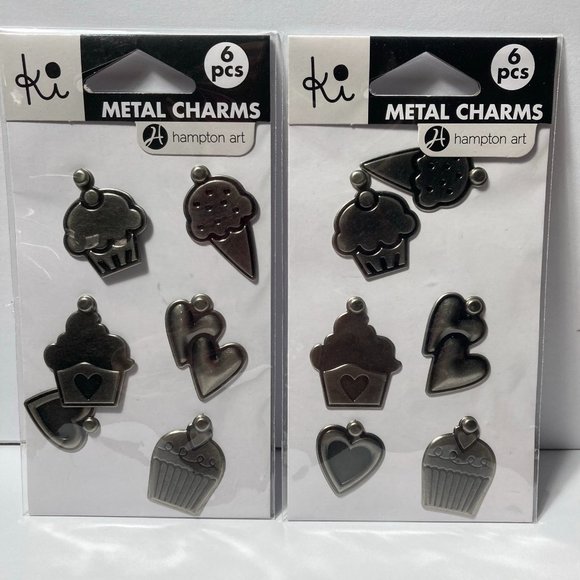 Metal Charms Paper Crafts Card Making Scrapbook Heart Cupcake Ice Cream Cone - Picture 1 of 12